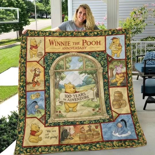 Discover Winnie the 1Pooh 100th Anniversary Quilt Blanket Fan Gift Style5