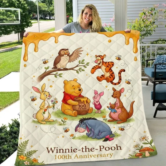 Discover Winnie the 1Pooh 100th Anniversary Quilt Blanket Fan Gift Style3
