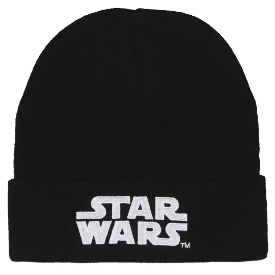 Discover Star Wars Beanie Hat Embroidered Logo Cuff Knit Beanie Cap