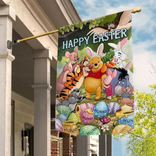 Pooh Bear And Friends Happy Easter Spring Eggs Hunt Winnie The Pooh Flag