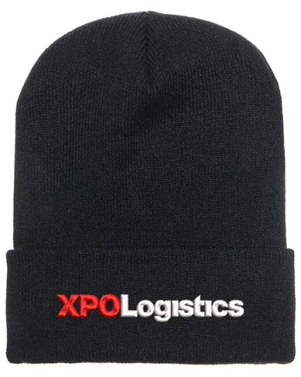 XPO Logistics Embroidered Beanie Winter Hat With or Without Cuff Red Black