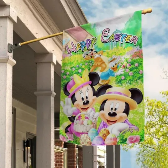 Discover Mickey And Friends Sweet Spring Friends Happy Easter 2026 Floral Flag