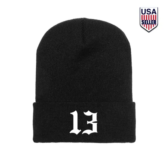 Discover Lucky 13 Embroidered Logo Knit Beanie Cuff Winter Ski Adult OG Men's Gift