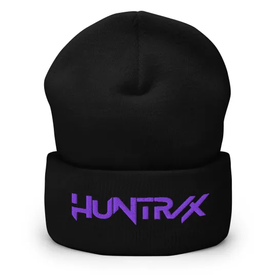 KPop Demon Hunters Beanie Black Huntrix Embroidered Knit Winter Cuffed Hat