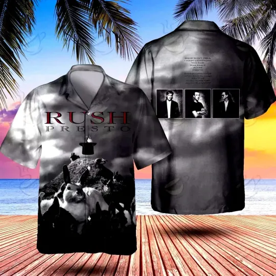 Discover Rush Presto Rock Ban Hawaiian Shirt Button Down Music Lovers Shirt Size S-5XL