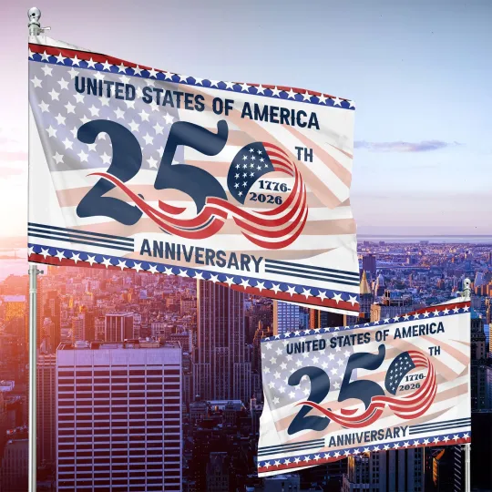 Discover United States Of America 250th Anniversary Happy July 4th 1776-2026 Flag