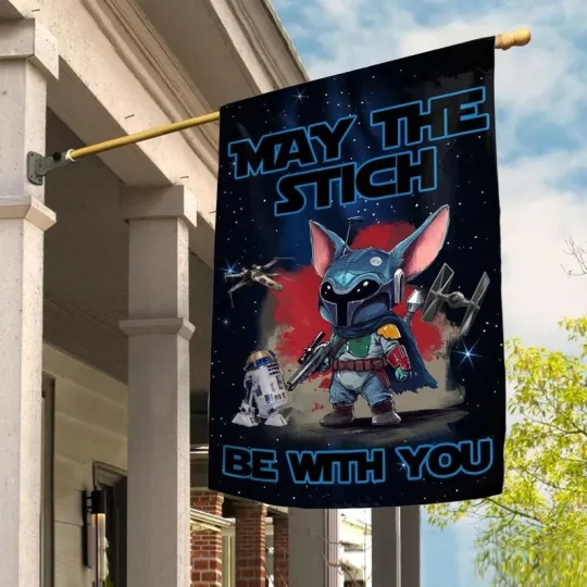 Discover Star Wars Stitch Cosplay Boba Fett May The Stitch Be With You Galaxy's Edge Flag
