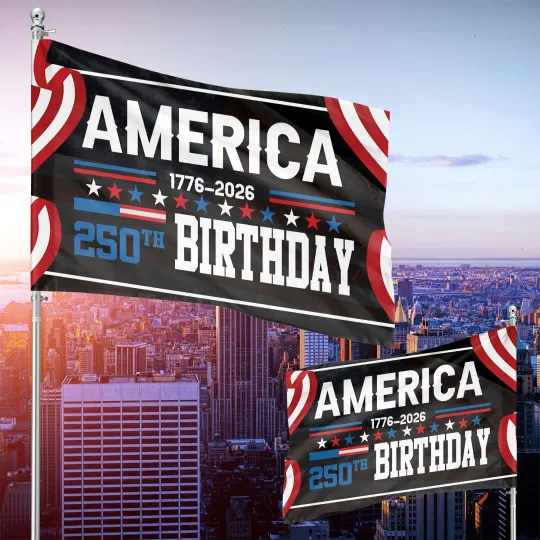 Discover America 1776-2026 250th Birthday Patriotic 4th Of July Semiquincentennial Flag