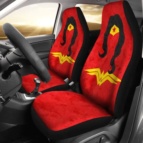 Discover Wonder Woman Car Seat Cover with Symbol Silhouette