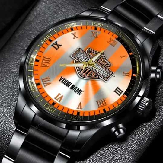 Discover Personalized Harrley Motor Racing Davidso'n Black Stainless Steel Watch For Men