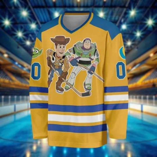 Personalized Woody & Buzz Lightyear Playing Hockey Jersey