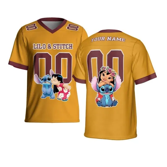 Discover Personalized Cute Lilo & Stitch Ohana Means Family Game Day Football Jersey