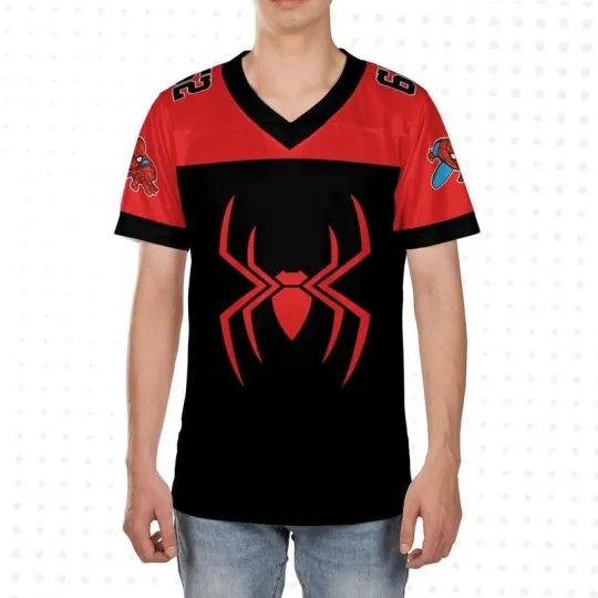Discover Personalized Spidernan Superhero Gift For Fan Black Red Football Jersey