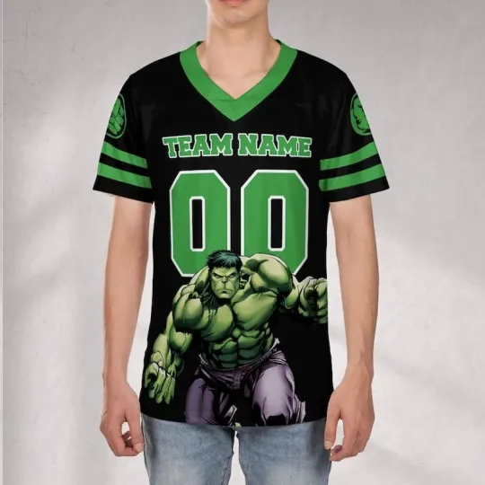Discover Custom The Incredible Hulk Giant Green Superhero Angry Hulk Football Jersey