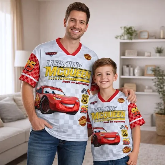 Personalized Pixar Cars Lightning McQueen Football Jersey