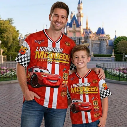 Custom Pixar Cars Lightning McQueen Football Jersey