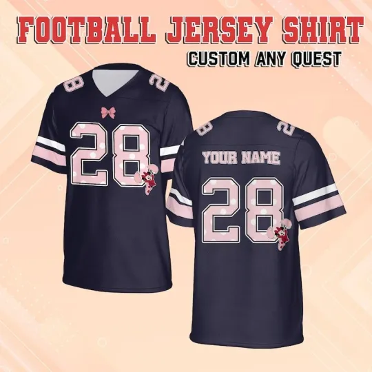 Discover Personalized Minnie Mouse Coquette Bow Football Jersey