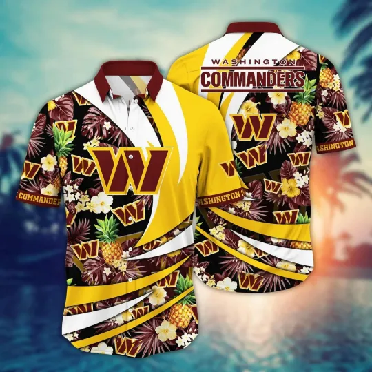 Discover Washington Football Commanderss Team Hawaiian Shirt Button Down