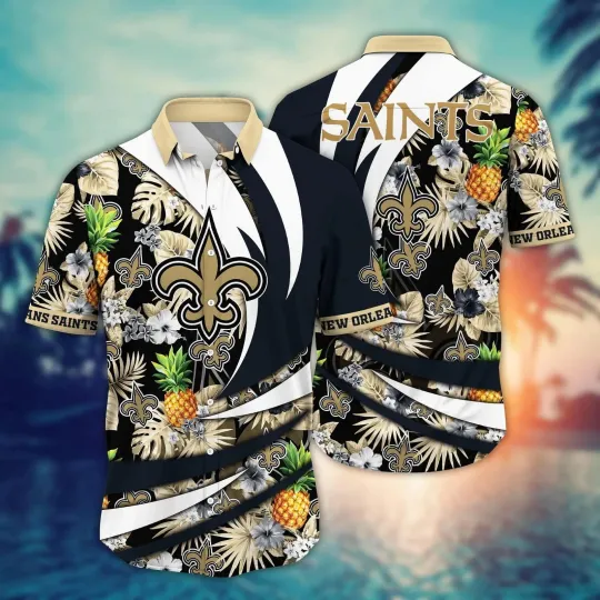 Discover Personalized New Orleans Football Saintss Team Hawaiian Shirt Button Down Unisex