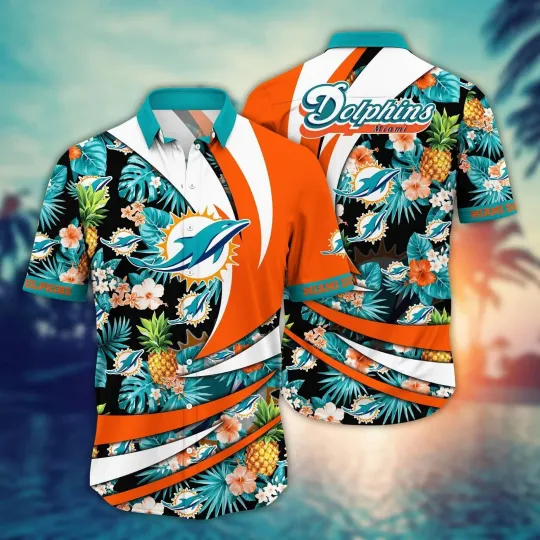 Discover Personalized Miami Football Dolphinss Team Hawaiian Shirt Button Down Unisex