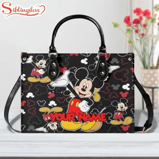 Discover Personalized Name Cute Disney Mickey Mouse Leather Handbag