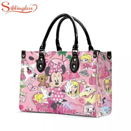 Discover Personalized Name Disney Cute Minnie Mouse Leather Handbag