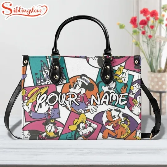 Discover Personalized Name Disney Mickey Leather Handbag
