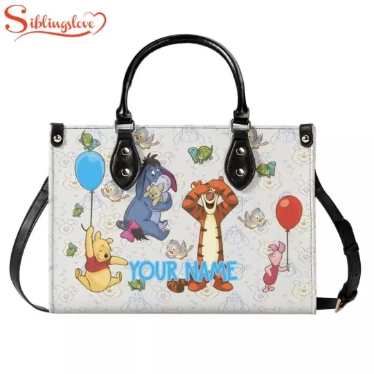 Discover Personalized Name Disney Winnie The Pooh Cute Leather Handbag