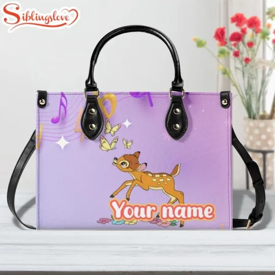 Personalized Name Bambi Cute Leather Handbag