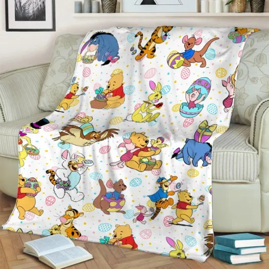 Discover Pooh Bear & Friends Easter Eggs Hunting Fleece Blanket