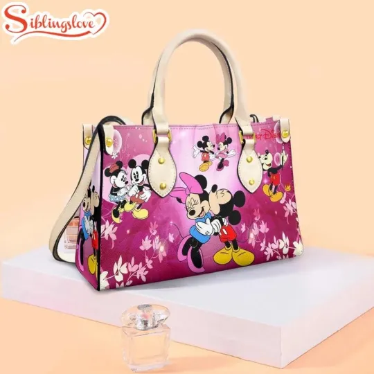 Discover Mickey And Minnie Disney Love Pattern Leather Handbag