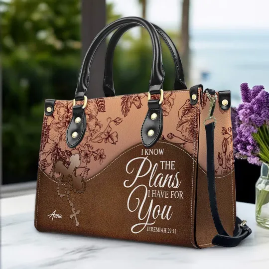 Discover Personalized Christian Leather Handbag, Custom Bible Verse Bag for Women