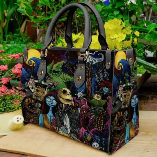 Discover Jack Skellington Cartoon Women 3D Leather Handbag Printed