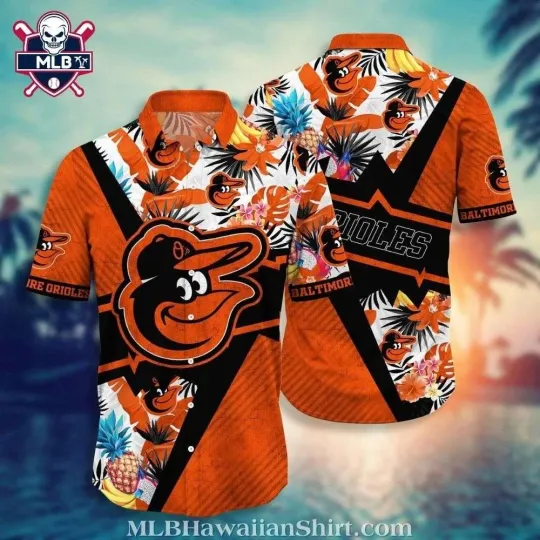 Discover Baltimore Baseball Team Orioless Tropical Pineapple And Floral Orange Aloha Shir