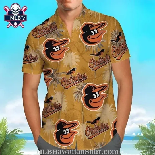 Discover Baltimore Baseball Team Orioless Tropical Palms Aloha Shirt