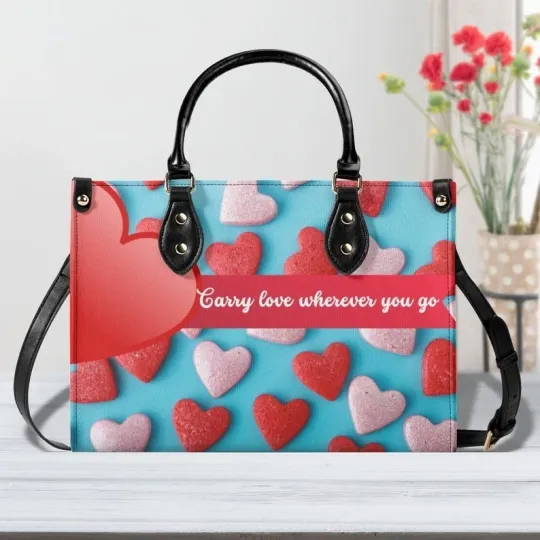 Discover Valentine Heart Handbag, Faux Leather Handbag, Gift for Her