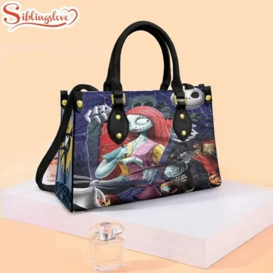 Discover Jack Skellington And Sally Pattern Leather Handbag