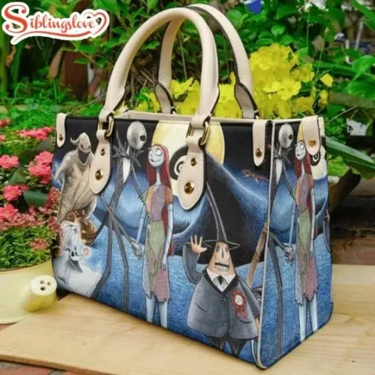 Discover Jack Skelington And Sally In Night Leather Handbag