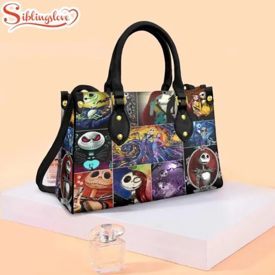 Discover Jack Skellington Sally Cartoon Leather Handbag
