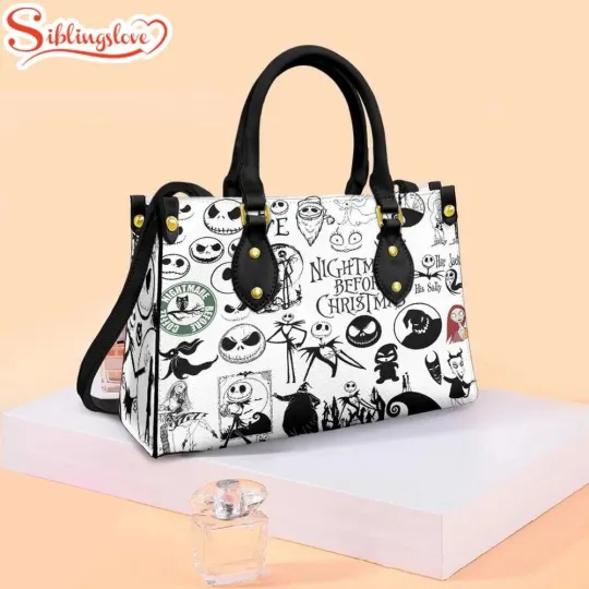 Discover Happy Valentine’s Day Sweet Love Of Sally And Jack Leather Handbag