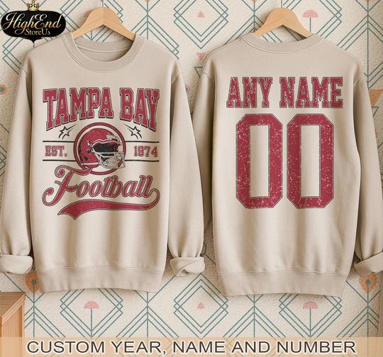 Discover Personalized Tampa Bay Football Sweatshirt, Tampa Bay Football tshirt, Tampa Bay football Tee, Custom Football Shirt, Football Number Shirt