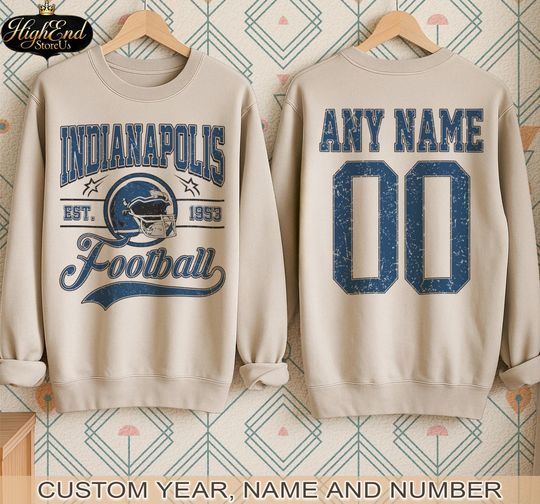 Discover Personalized Indianapolis Football Sweatshirt, Indianapolis Football tshirt, Indianapolis football Tee, Custom Football Shirt,Football Numbe