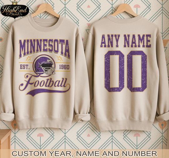 Personalized Minnesota Football Sweatshirt, Minnesota Football tshirt, Minnesota football Tee, Custom Football Shirt, Football Number Shirt