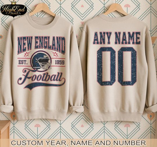 Discover Personalized New England Football Sweatshirt, New England Football tshirt, New England football Tee, Custom Football Shirt, Football Number