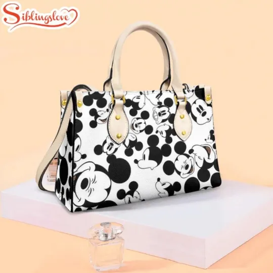 Discover Mickey Mouse Face Pattern Leather Handbag