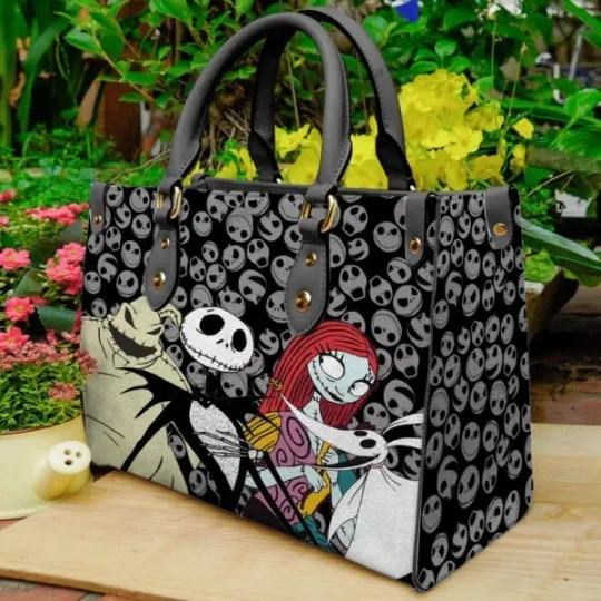 Discover Jack Skellington Cartoon Pattern 3D Leather Handbag