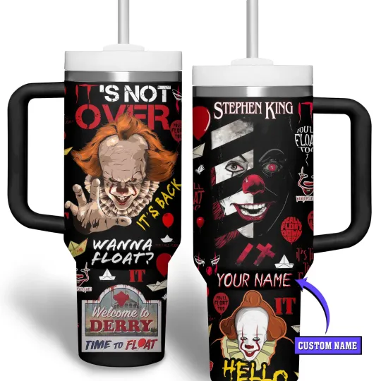 Discover Custom Creepy Clown Balloon Insulated Tumbler with Handle 40oz