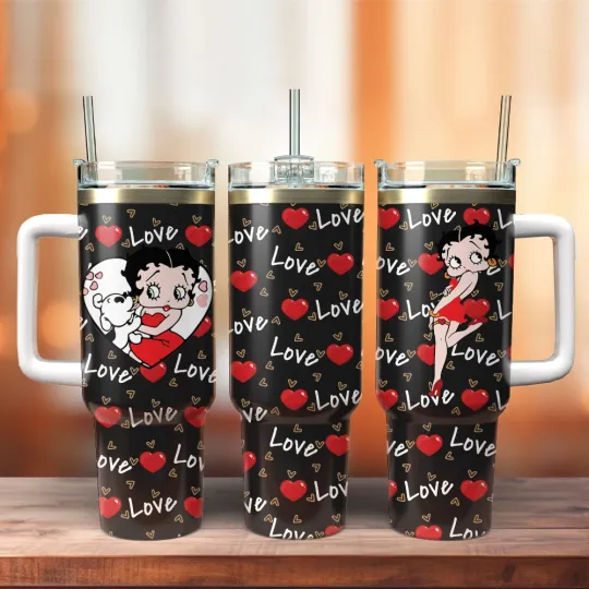 Discover Vintage Flapper Girl Fan Gift Insulated Tumbler with Handle 40oz