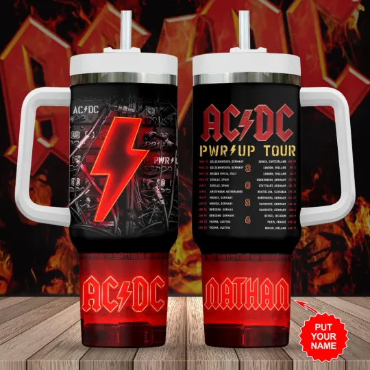 Discover Custom High Voltage Rock Fan Gift Insulated Tumbler with Handle 40oz