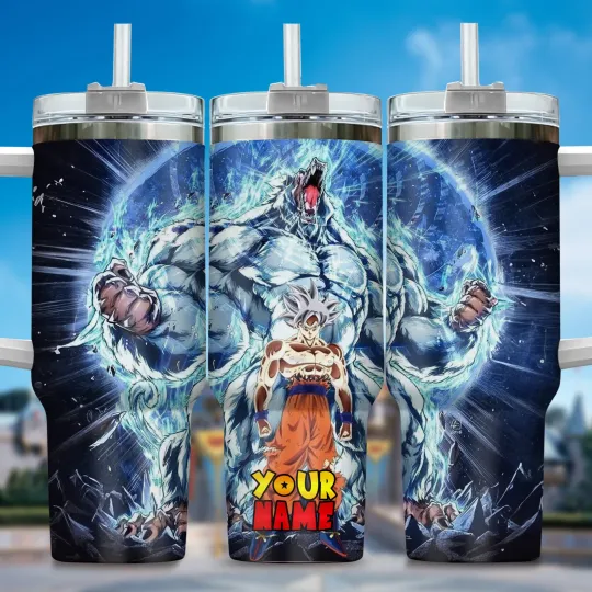 Discover Custom Anime Saiyan Battle Fan Gift Insulated Tumbler with Handle 40oz